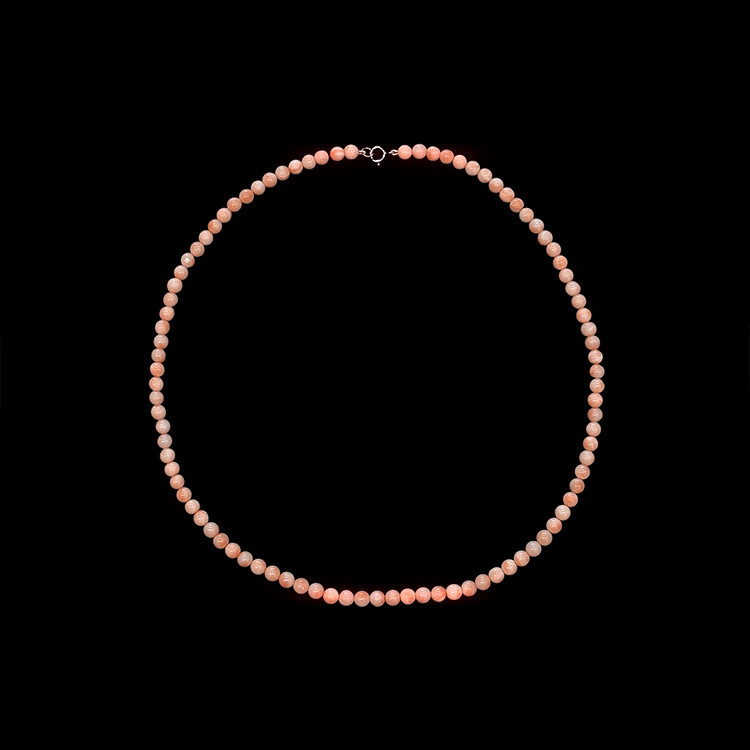 61.00 Ct. Coral Multi Stone Necklace, 18K White Gold