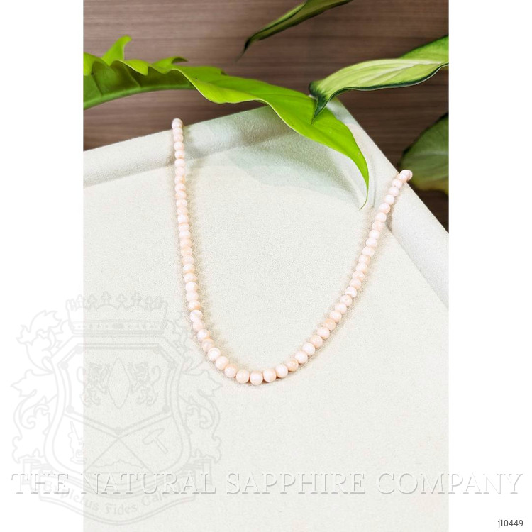 61.00 Ct. Coral Multi Stone Necklace, 18K White Gold