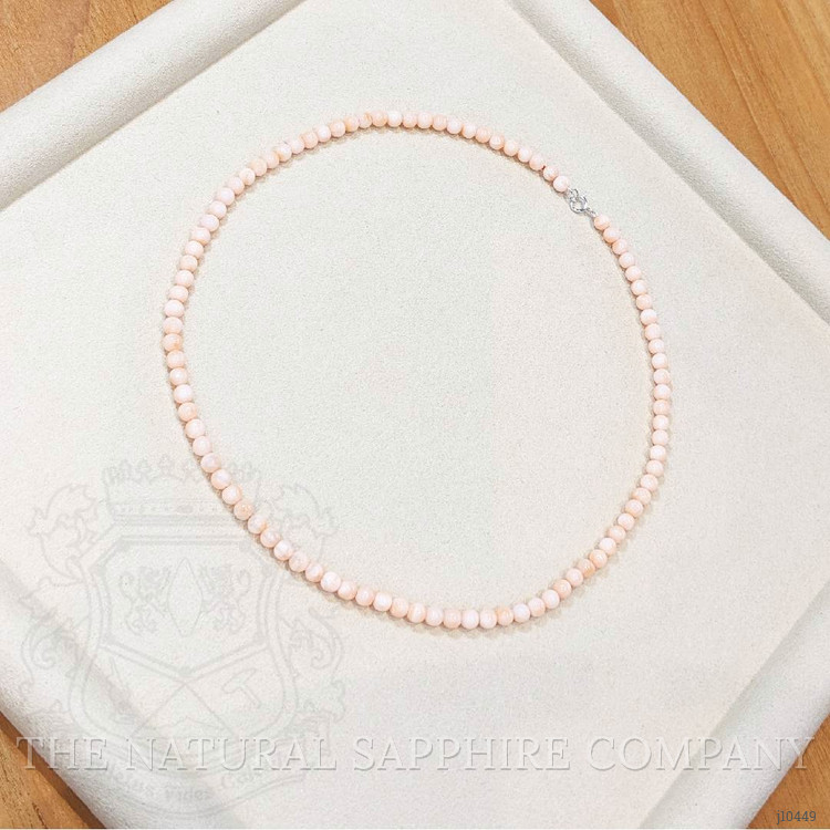 61.00 Ct. Coral Multi Stone Necklace, 18K White Gold