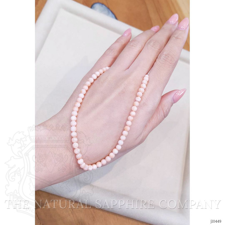 61.00 Ct. Coral Multi Stone Necklace, 18K White Gold