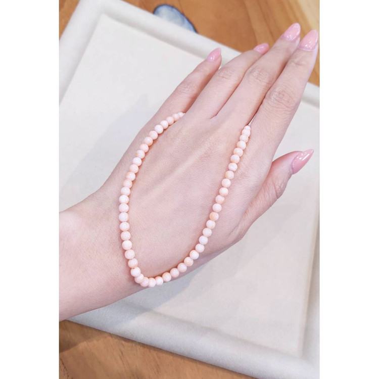 61.00 Ct. Coral Multi Stone Necklace, 18K White Gold