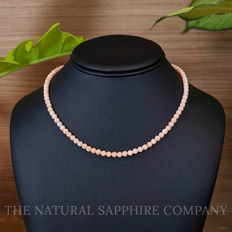 61.00 Ct. Coral Multi Stone Necklace, 18K White Gold