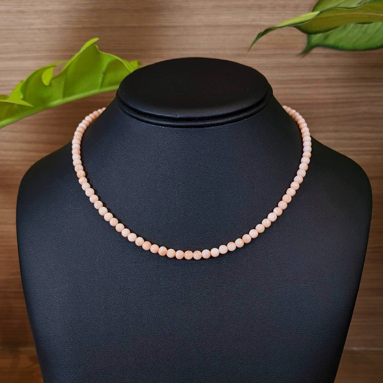 61.00 Ct. Coral Multi Stone Necklace, 18K White Gold