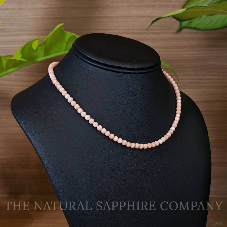 61.00 Ct. Coral Multi Stone Necklace, 18K White Gold