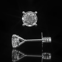 1.80 Ct.Tw. White Sapphire Studs Earrings, 14K White Gold Image