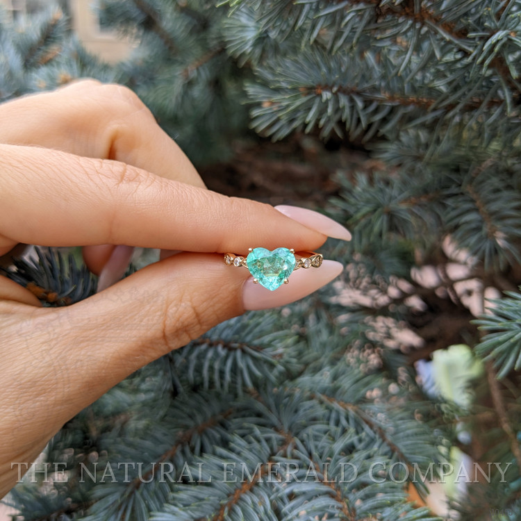 1.26 Ct. Emerald Natural Diamond Pave Ring, 18K Yellow Gold