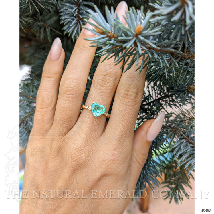 1.26 Ct. Emerald Natural Diamond Pave Ring, 18K Yellow Gold