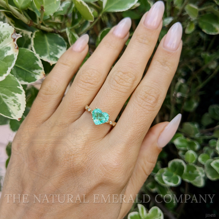 1.26 Ct. Emerald Natural Diamond Pave Ring, 18K Yellow Gold