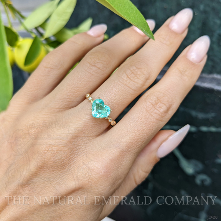 1.26 Ct. Emerald Natural Diamond Pave Ring, 18K Yellow Gold