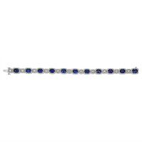 12.89 Ct.Tw. Blue Sapphire and Natural Diamond Pave Bracelet, 18K White Gold Image