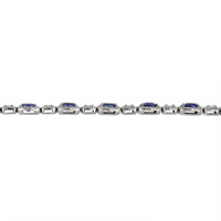 12.89 Ct.Tw. Blue Sapphire and Natural Diamond Pave Bracelet, 18K White Gold Image