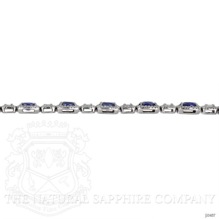 12.89 Ct.Tw. Blue Sapphire and Natural Diamond Pave Bracelet, 18K White Gold