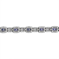 12.89 Ct.Tw. Blue Sapphire and Natural Diamond Pave Bracelet, 18K White Gold Image