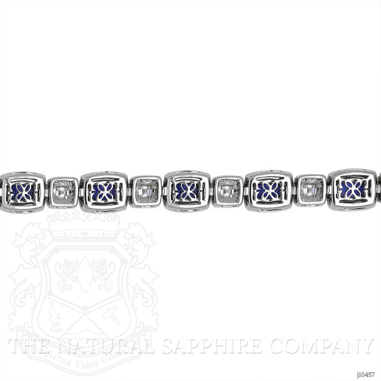 12.89 Ct.Tw. Blue Sapphire and Natural Diamond Pave Bracelet, 18K White Gold