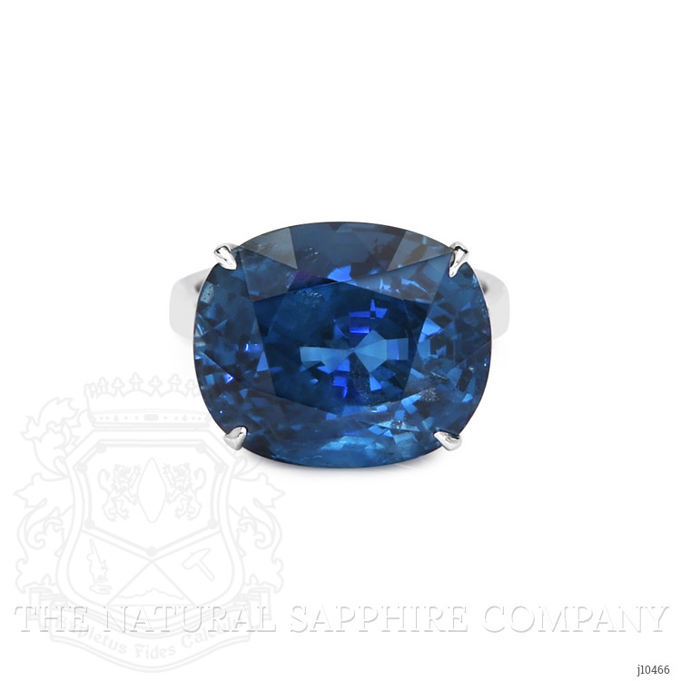 25.18 Ct. Blue Sapphire Pave Ring, 18K White Gold