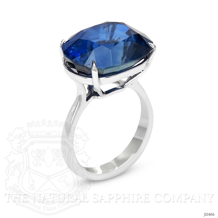 25.18 Ct. Blue Sapphire Pave Ring, 18K White Gold
