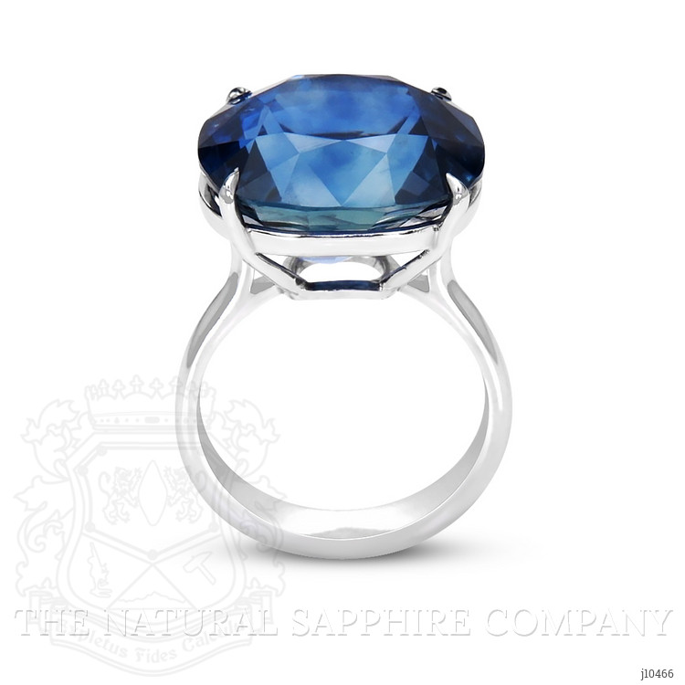 25.18 Ct. Blue Sapphire Pave Ring, 18K White Gold