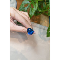 25.18 Ct. Blue Sapphire Pave Ring, 18K White Gold Life Style