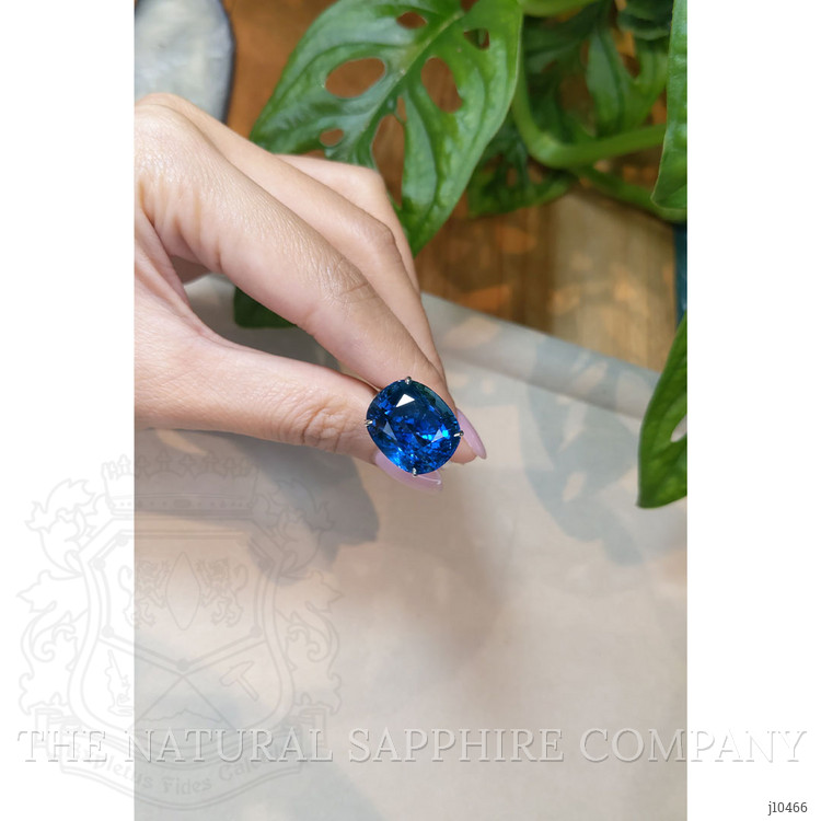 25.18 Ct. Blue Sapphire Pave Ring, 18K White Gold