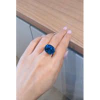 25.18 Ct. Blue Sapphire Pave Ring, 18K White Gold Life Style