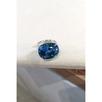 25.18 Ct. Blue Sapphire Pave Ring, 18K White Gold Life Style