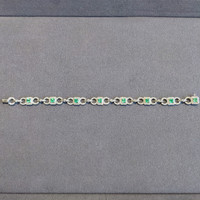 1.77 Ct.Tw.Total Carat Weight Emerald and Natural Diamond Pave Bracelet, 18K White Gold Image