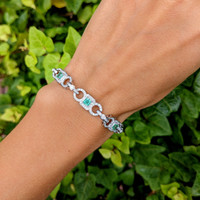 1.77 Ct.Tw.Total Carat Weight Emerald and Natural Diamond Pave Bracelet, 18K White Gold Life Style