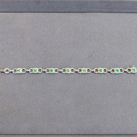 1.77 Ct.Tw.Total Carat Weight Emerald and Natural Diamond Pave Bracelet, 18K White Gold Life Style