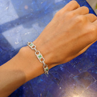 1.77 Ct.Tw.Total Carat Weight Emerald and Natural Diamond Pave Bracelet, 18K White Gold Life Style