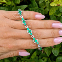 2.50 Ct.Tw. Emerald Natural Diamond Pave Bracelet, 18K White Gold Image