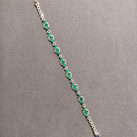 2.50 Ct.Tw. Emerald Natural Diamond Pave Bracelet, 18K White Gold Life Style