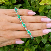 2.50 Ct.Tw. Emerald Natural Diamond Pave Bracelet, 18K White Gold Life Style