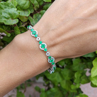 2.50 Ct.Tw. Emerald Natural Diamond Pave Bracelet, 18K White Gold Life Style