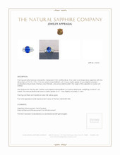 5.54 Ct. Blue Sapphire and Natural Diamond Three Stone Ring, Platinum & 18K Yellow Appraisal