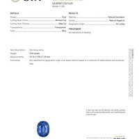 5.54 Ct. Blue Sapphire and Natural Diamond Three Stone Ring, Platinum & 18K Yellow Scan Report