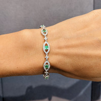 1.75 Ct.Tw. Emerald Natural Diamond Pave Bracelet, 18K White Gold Life Style