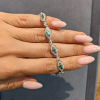 1.75 Ct.Tw. Emerald Natural Diamond Pave Bracelet, 18K White Gold Life Style