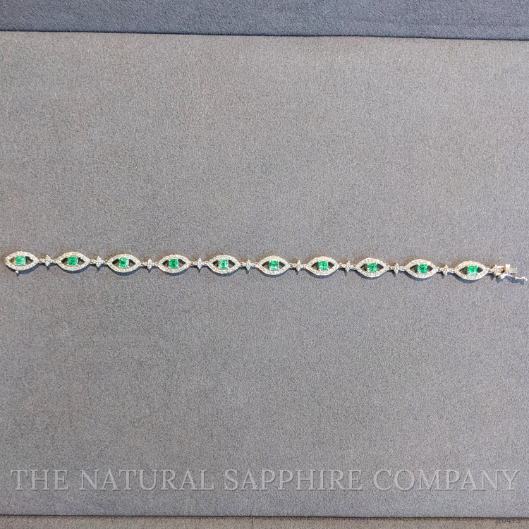1.75 Ct.Tw. Emerald Natural Diamond Pave Bracelet, 18K White Gold
