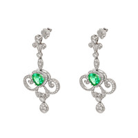 1.90 Ct.Tw. Emerald Natural Diamond Pave Earrings, 18K White Gold Image