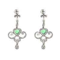 1.90 Ct.Tw. Emerald Natural Diamond Pave Earrings, 18K White Gold Image