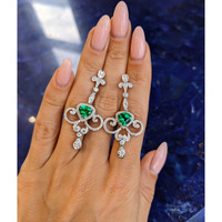 1.90 Ct.Tw. Emerald Natural Diamond Pave Earrings, 18K White Gold Life Style