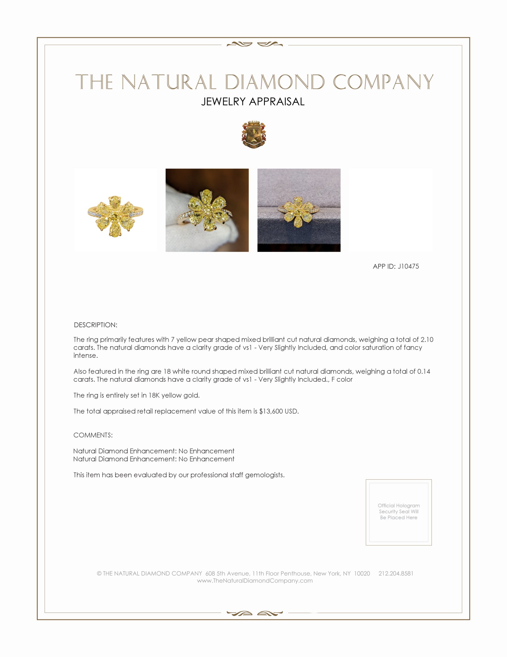 2.10 Ct. Yellow Natural Diamond and Natural Diamond Pave Ring, 18K Yellow Gold
