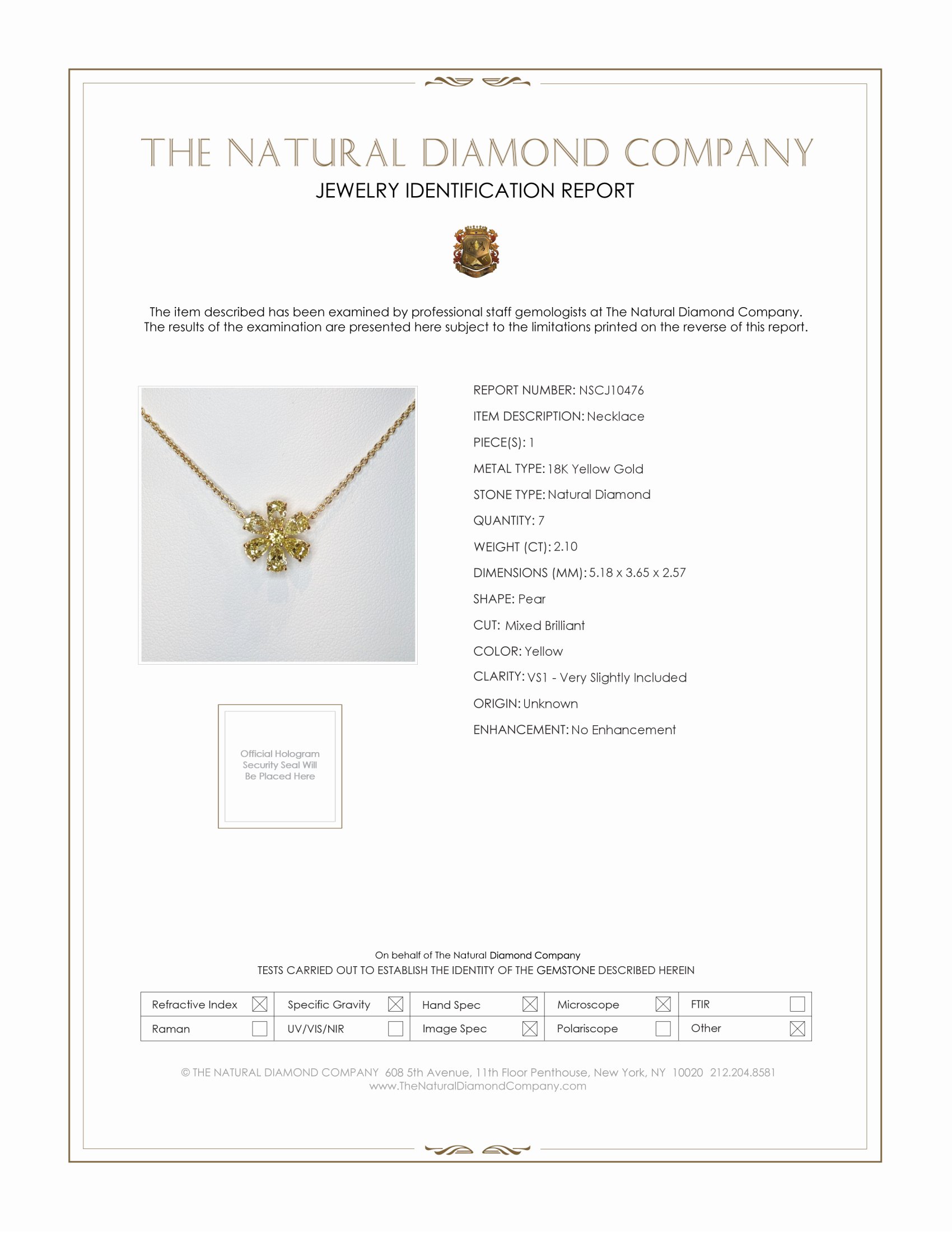 2.10 Ct. Yellow Natural Diamond Multi Stone Necklace, 18K Yellow Gold