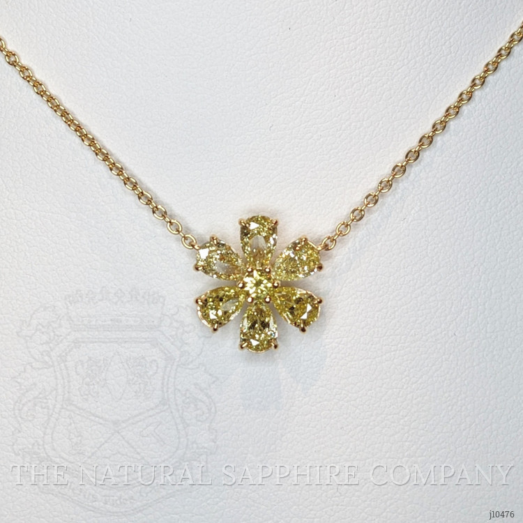2.10 Ct. Yellow Natural Diamond Multi Stone Necklace, 18K Yellow Gold