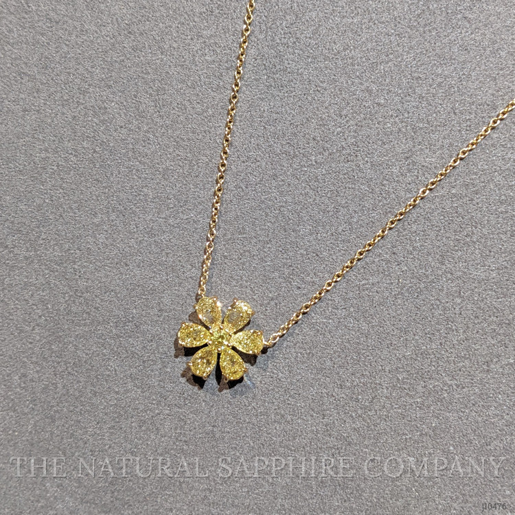 2.10 Ct. Yellow Natural Diamond Multi Stone Necklace, 18K Yellow Gold