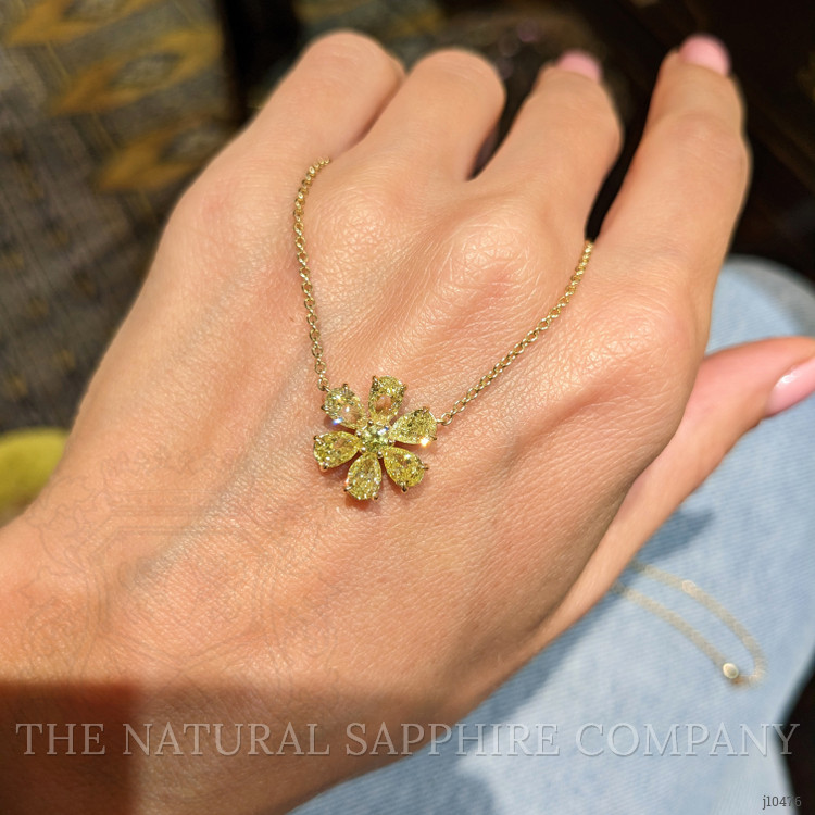 2.10 Ct. Yellow Natural Diamond Multi Stone Necklace, 18K Yellow Gold