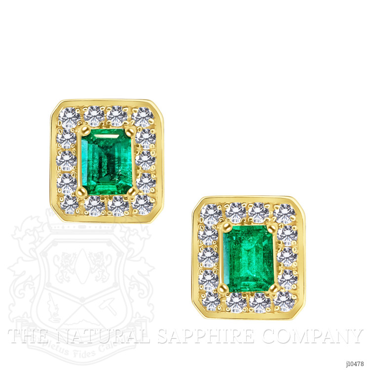 1.90 Ct.Tw. Emerald Natural Diamond Pave Earrings, 18K Rose Gold