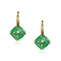 7.71 Ct.Tw. Emerald Drops Earrings, 18K Yellow Gold Image