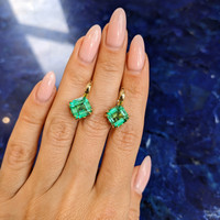 7.71 Ct.Tw. Emerald Drops Earrings, 18K Yellow Gold Life Style