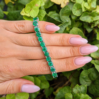 15.40 Ct.Tw.Total Carat Weight Emerald Tennis/Line Bracelet, 18K White Gold Image